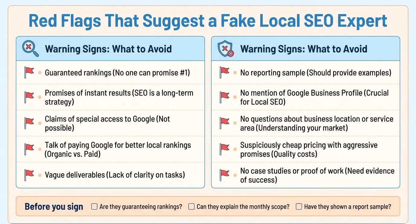 red flags that suggest fake local seo expert