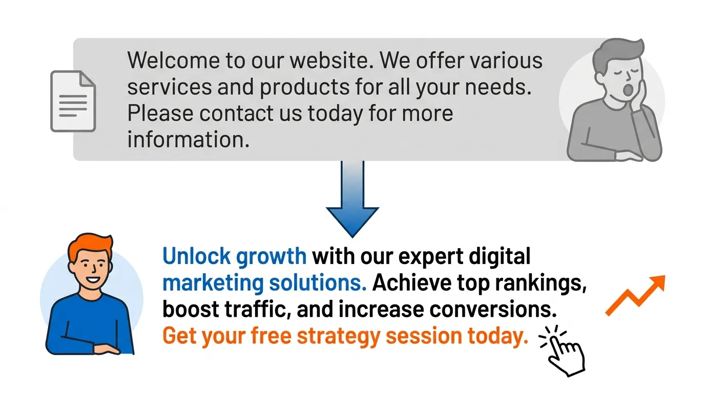 SEO copywriting rewrite example for writing meta descriptions