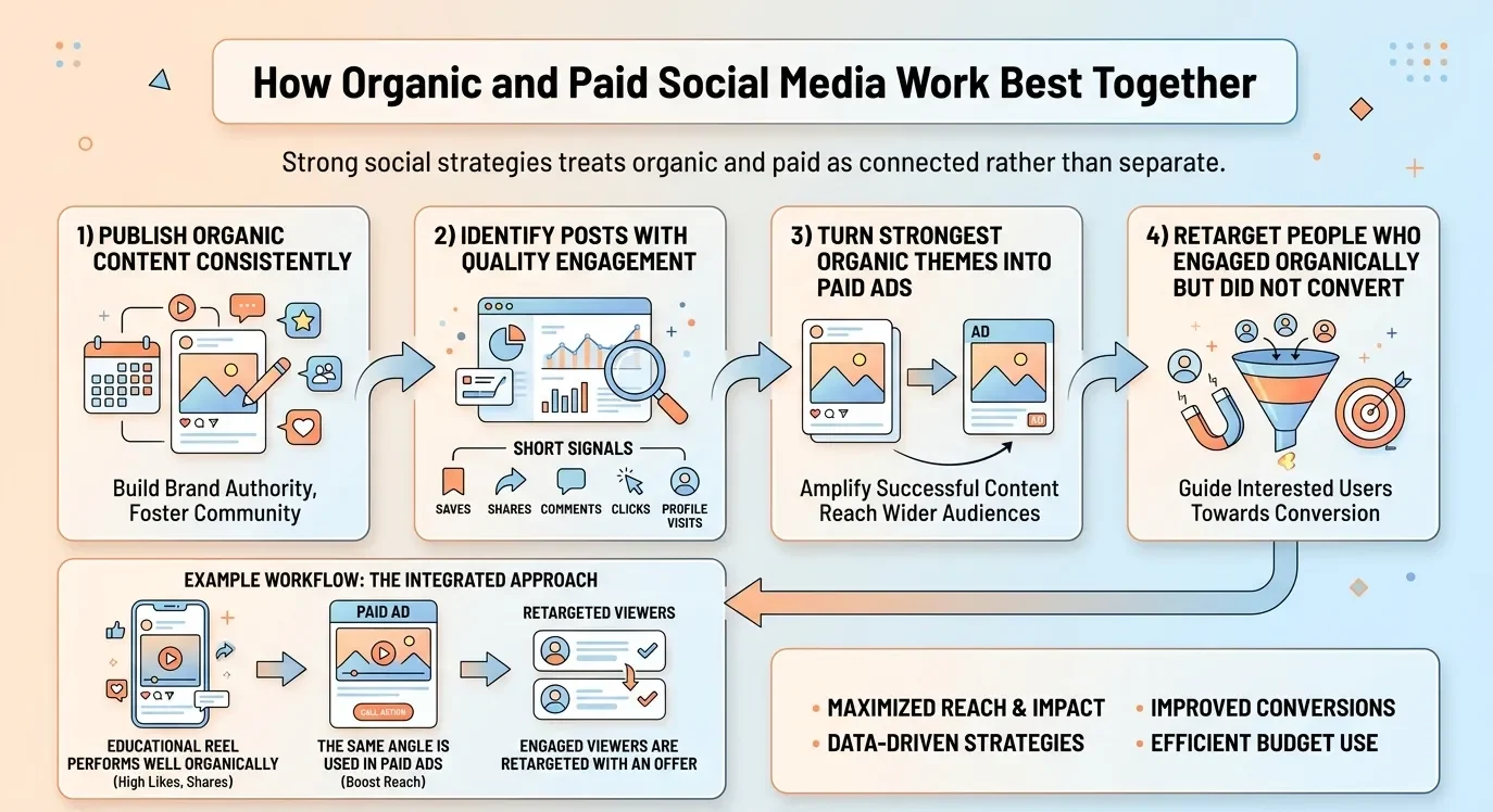 organic and paid social media working together