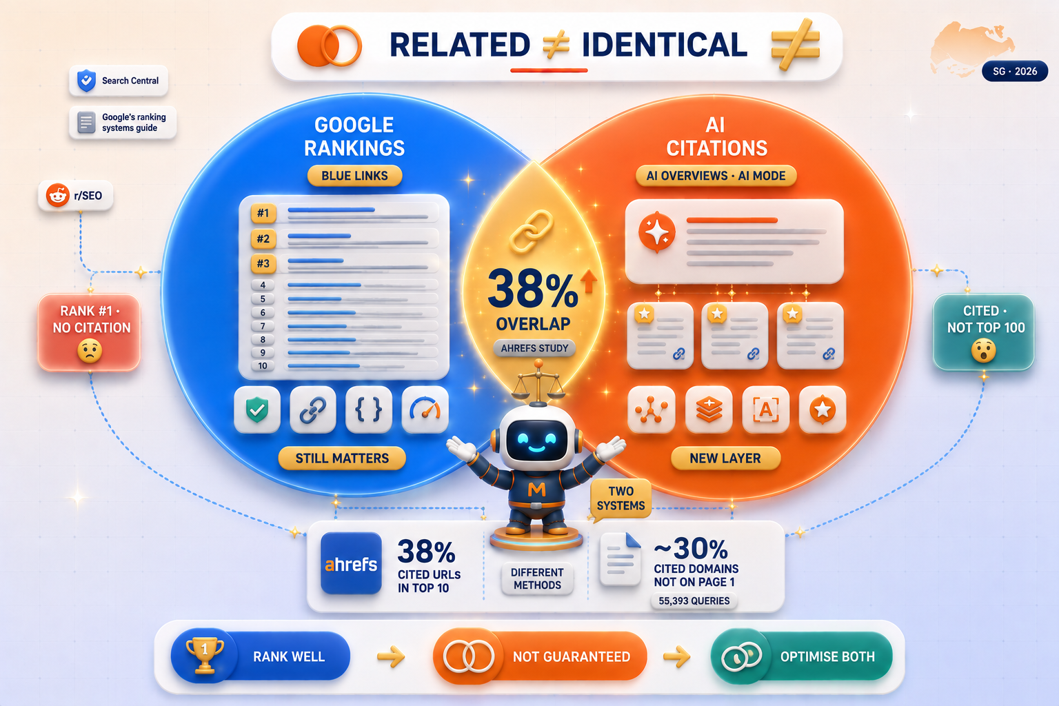 How To Still Get Mentioned In Google AI Overviews 1 Google rankings and AI citations overlap only 38% — strong rankings help but don't guarantee AI Overview mentions.
