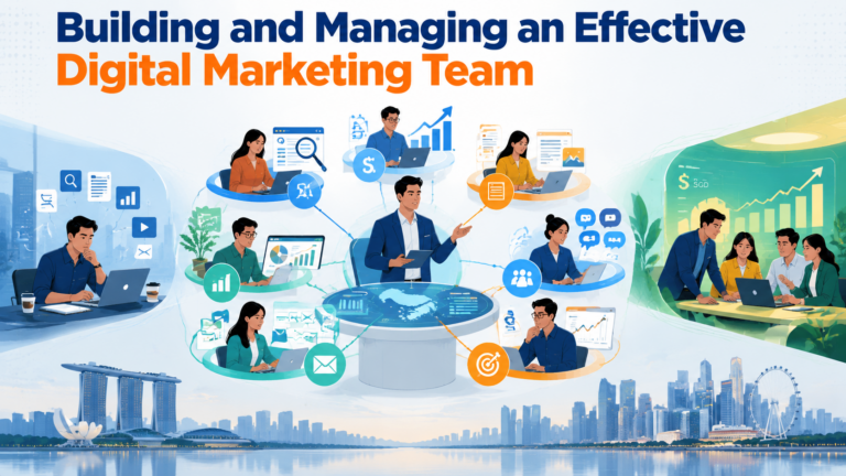 Digital marketing team with specialised roles working toward business growth