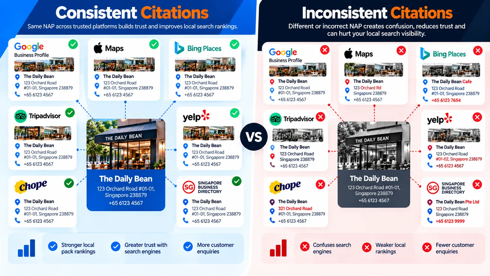 Local Citations: The Complete Guide to Local SEO in 2026 1 Consistent vs Inconsistent Local Citations