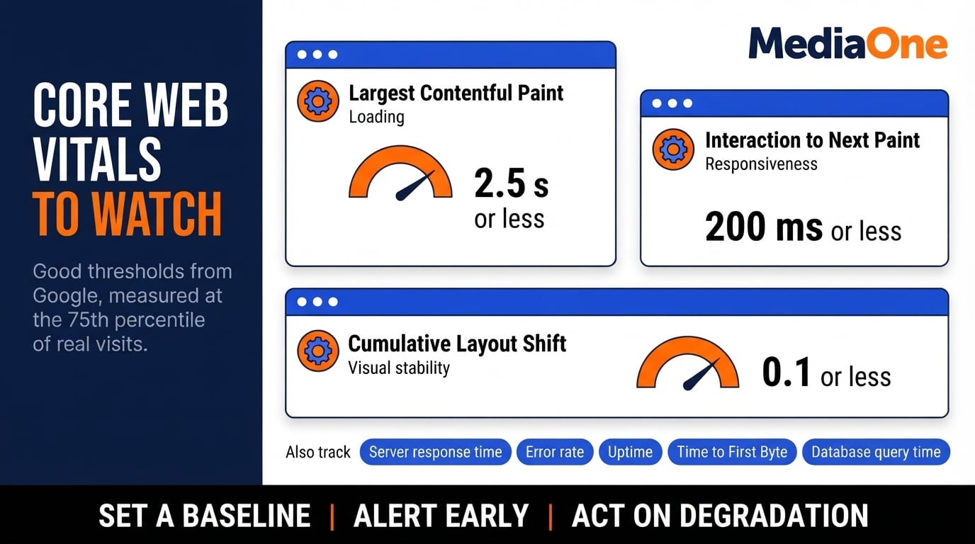 Website Maintenance: A Complete Guide to Keeping Your Site Secure, Fast and Functional 2 Core Web Vitals thresholds to track during website maintenance: LCP, INP and CLS