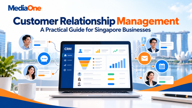 Customer Relationship Management dashboard showing customer data and connected business interactions in Singapore.