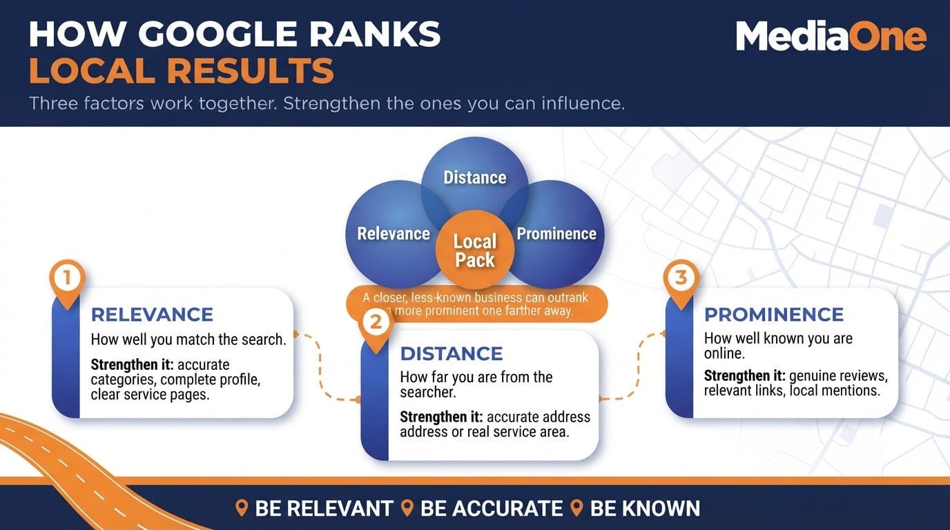 Local SEO Tips: 10 Practical Strategies to Rank Higher in Your Area 1 Local SEO tips explained through Google's three local ranking factors: relevance, distance and prominence
