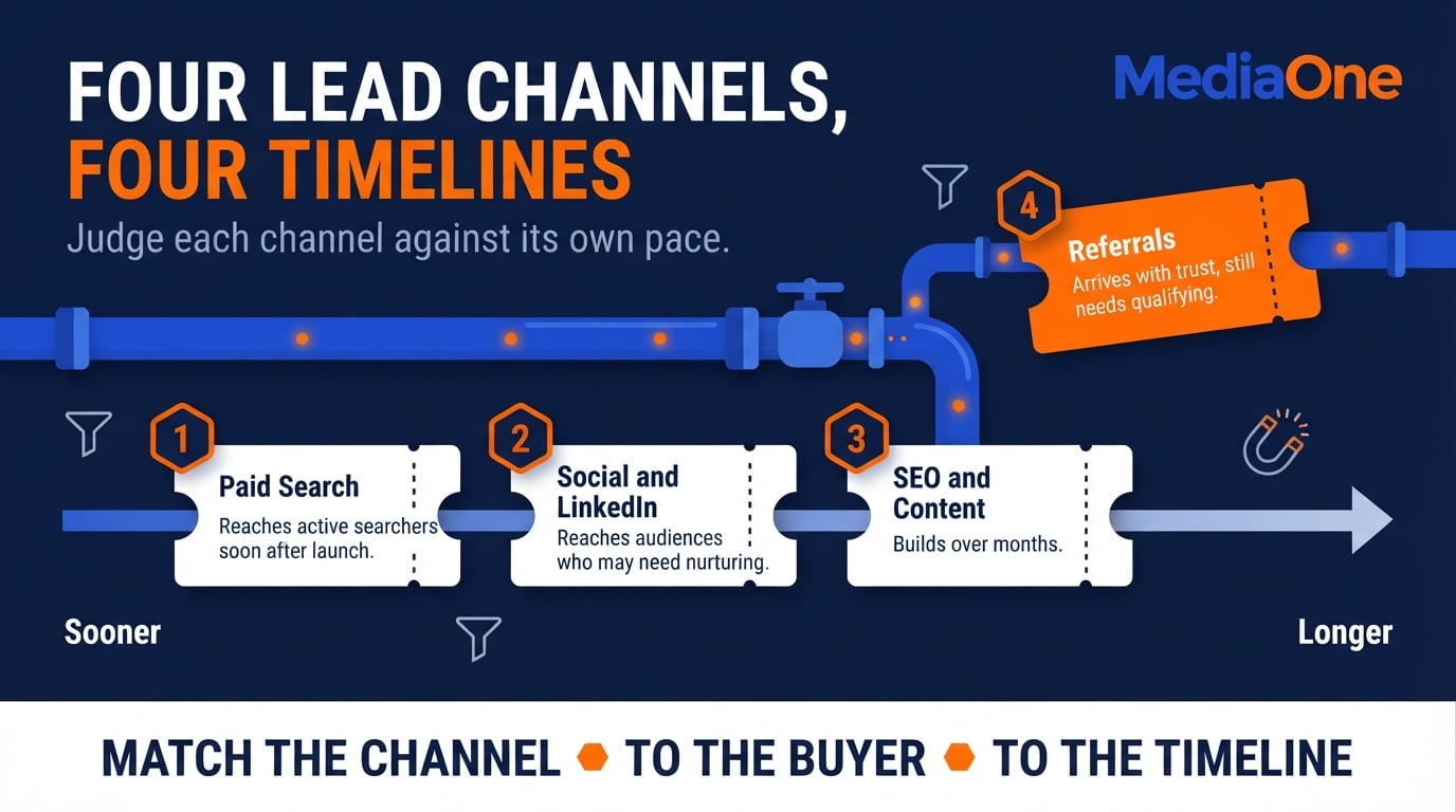 Digital Marketing Leads: How Singapore Businesses Generate, Qualify and Convert Enquiries 2 Comparison of paid search, SEO, social media and referral channels for digital marketing leads