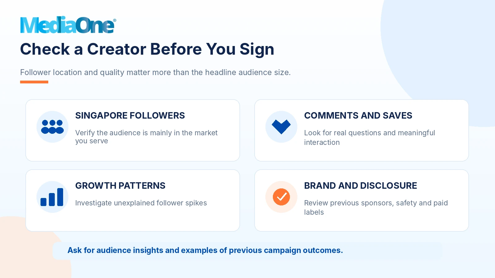 Instagram Influencer Marketing in Singapore: A Practical Guide to Planning, Pricing and Measuring Campaigns 5 Influencer due diligence checklist covering Singapore audience location meaningful engagement follower growth and sponsored content disclosures