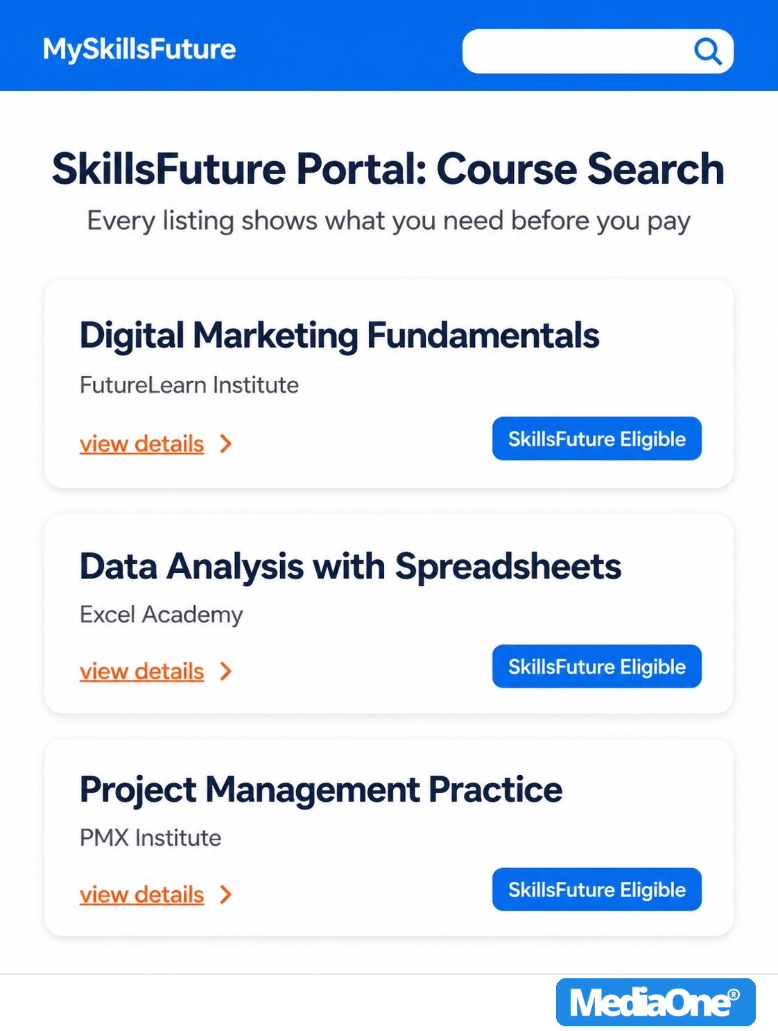 SkillsFuture Courses in Singapore (2026): Eligibility, Credits and How to Choose a Course That Pays Off 1 SkillsFuture Courses Portal - Course Search