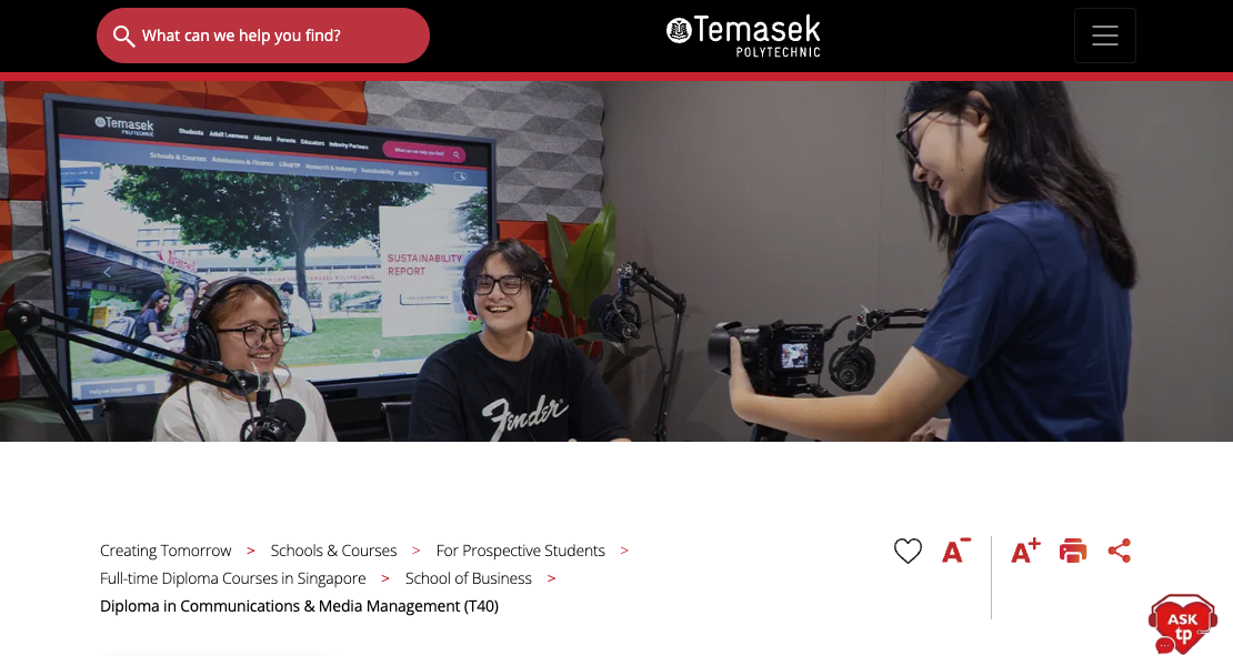 Social Media Marketing Courses in Singapore: A Practical Guide for 2026 2 Temasek Polytechnic, Diploma in Digital Media and Communications