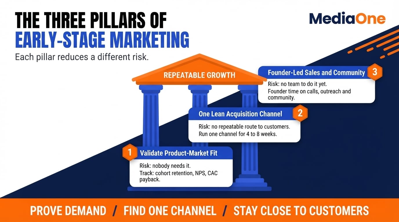 Startup Marketing: Practical Strategies for Early-Stage Growth 1 Three pillars of early-stage startup marketing: validation, one lean channel and founder-led sales