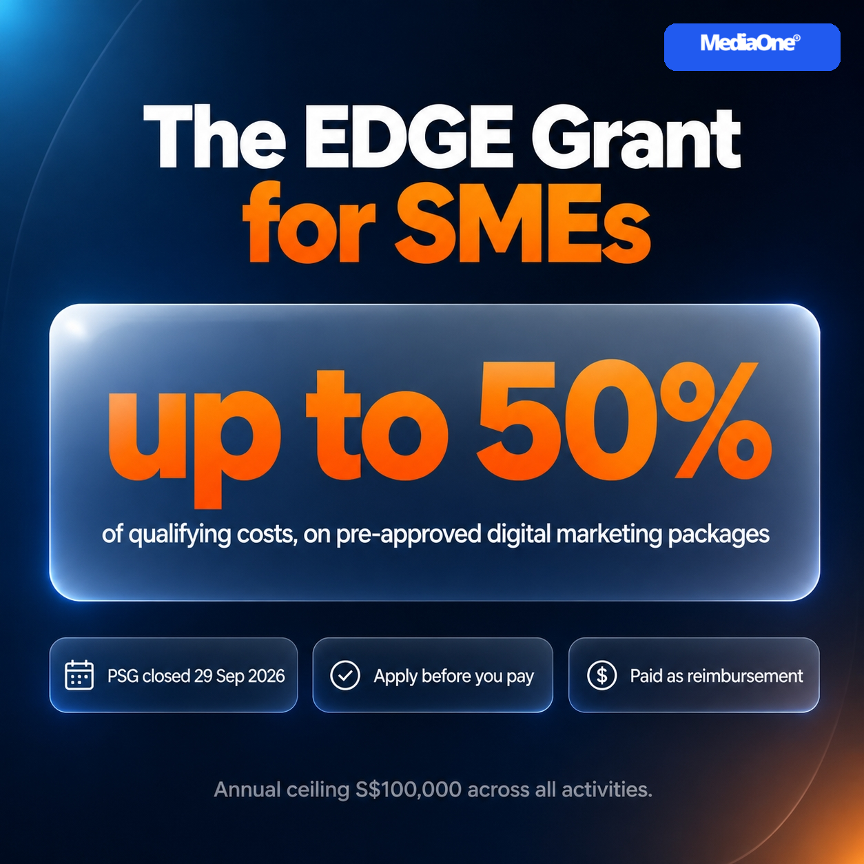 Top PPC Agencies in Singapore (2026): How to Shortlist, Compare and Choose 3 Top ppc agencies in Singapore - The EDGE GRANT for SMEs offered by MediaOne Marketing Singapore