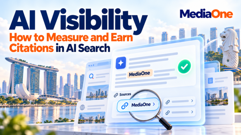 AI visibility with an answer panel and source links