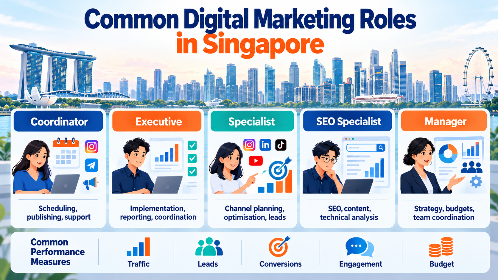 Digital Marketing Job Descriptions in Singapore (2026): Roles, Responsibilities, Skills and Pay 1 Digital marketing job descriptions for common roles and performance measures in Singapore