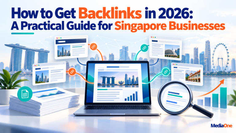 How to get backlinks in 2026 showing link-building opportunities, referring websites and SEO growth for Singapore businesses