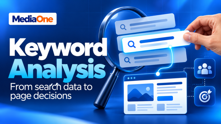 Keyword analysis linking search terms to page decisions