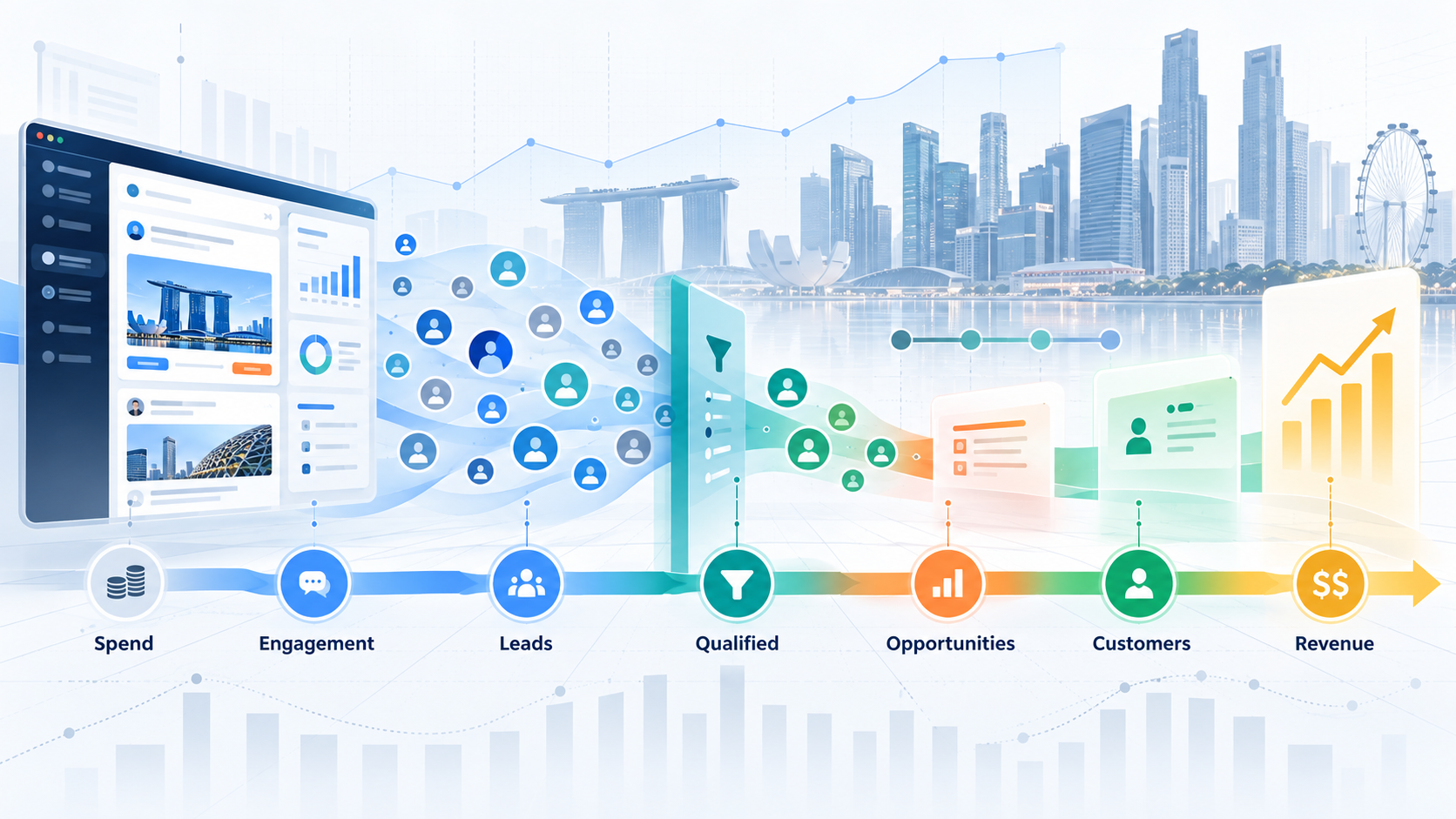 LinkedIn Marketing for B2B: How to Turn Followers Into Leads 2 LinkedIn marketing measurement funnel from ad spend to qualified leads and revenue in Singapore
