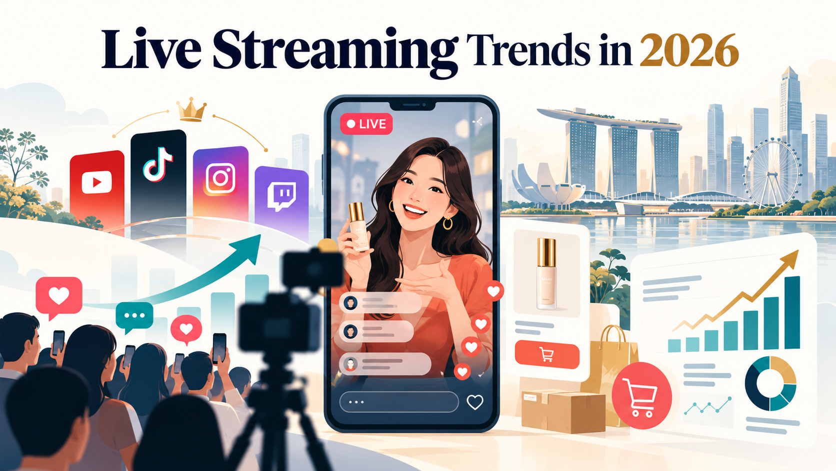 Live Streaming Trends in 2026: Where the Audience, Money and Platforms Are Heading 1 Live streaming trends in 2026 showing social platforms, creator-led livestreams, audience engagement, live commerce and growing revenue opportunities