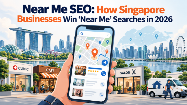Near Me SEO in Singapore showing local businesses appearing in map-based search results for nearby customers