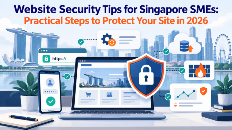 Website security tips for Singapore SMEs covering HTTPS, updates, backups and firewall protection